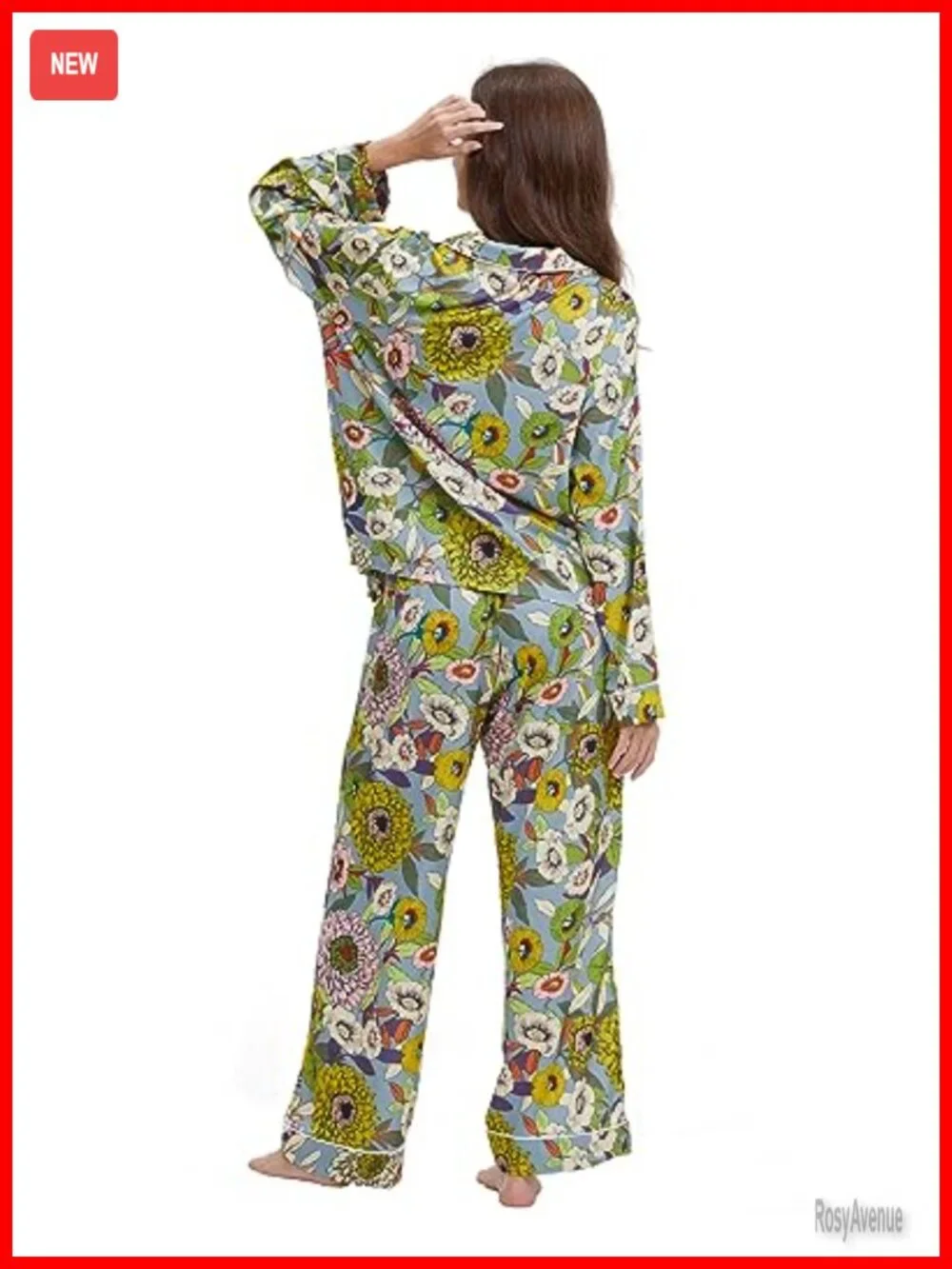 Silk Satin Button Down 2 Piece Pajama Set Long Sleeve Oversized Sleepwear with